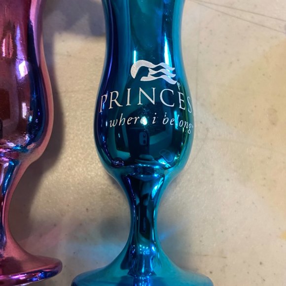 Princess Cruise Line Logo Glass Shot Glasses Set of 3 Pink Blue Gold - Picture 2 of 6